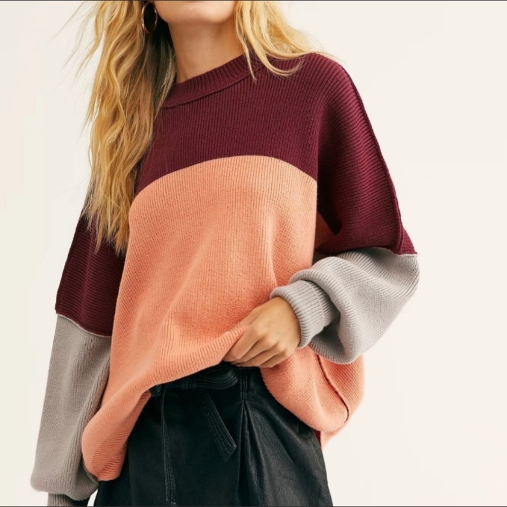 Free People Easy Street Colorblock Sweater